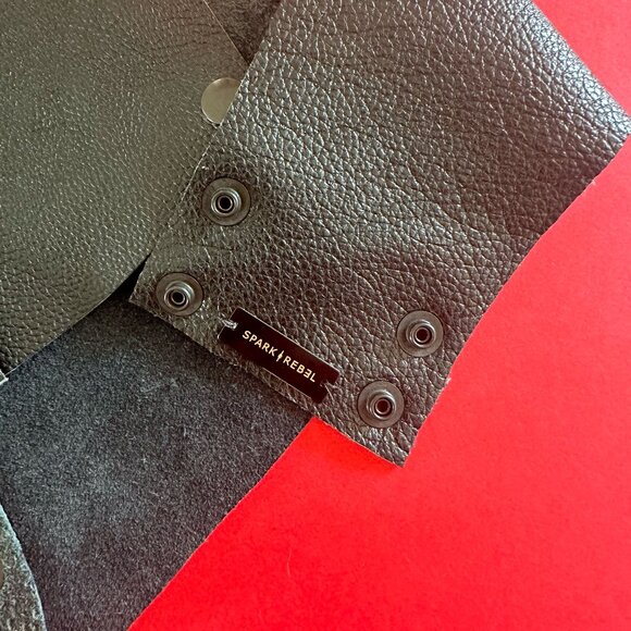 Upcycled Unique Unisex Floral Hand-Painted Black Leather Vest from SPARK + REBEL - Picture 8 of 10